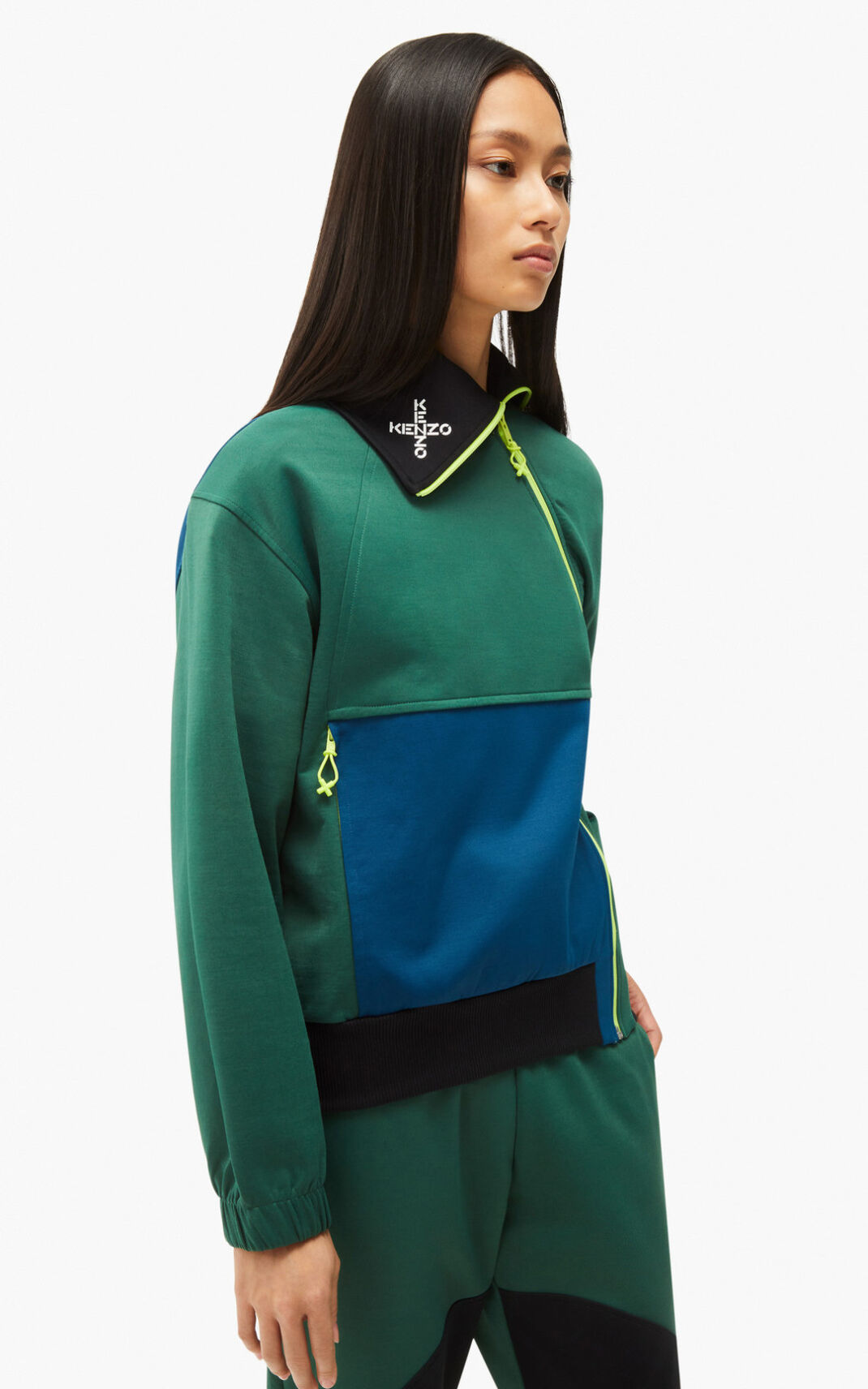 Kenzo Sport Zip Ženska Puloverji Temno Zelena SI-4975983